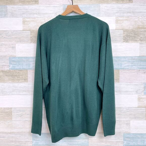 POLO Ralph Lauren Pure Cashmere Sweater Green Golf Shield Logo Vintage Mens XL - Picture 5 of 8